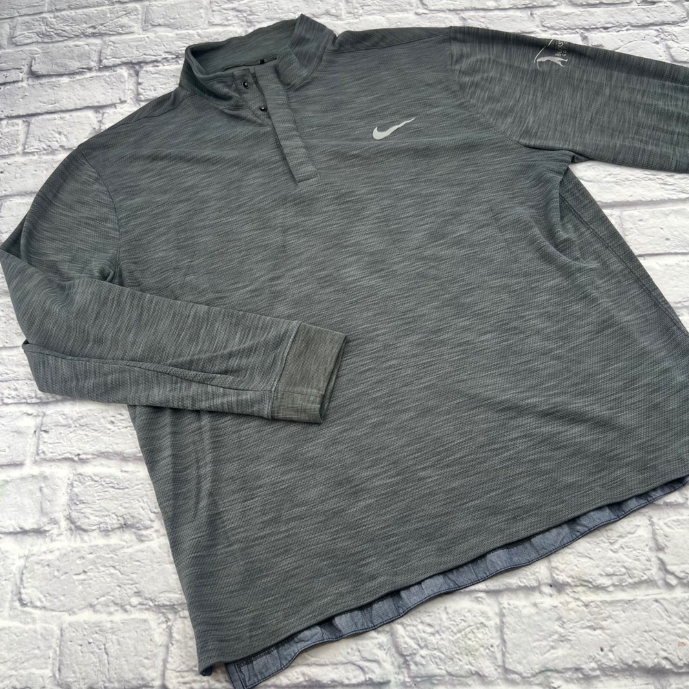 Nike Golf Mens XL Dri-FIT 1/4 Snap Pullover Grey Blackstone Golf Club Logo